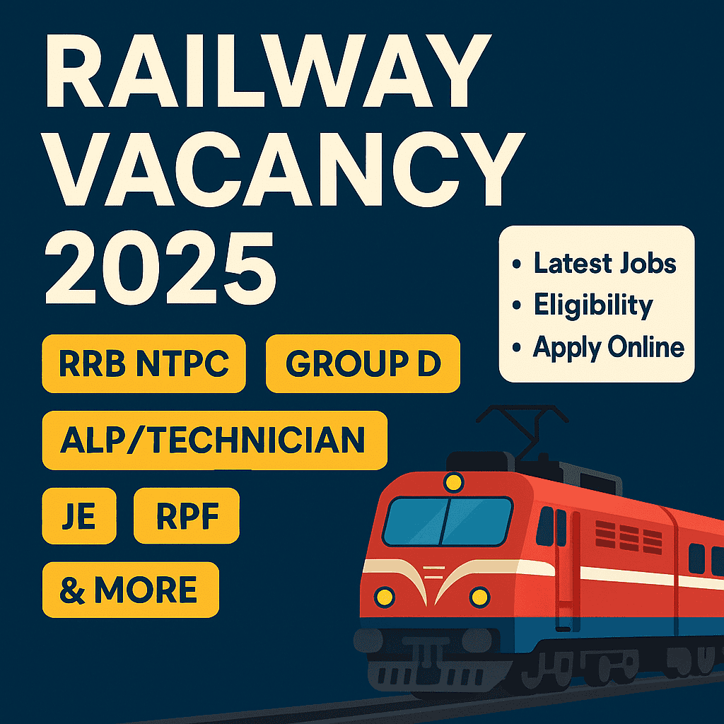 Railway Vacancy 2025 – RRB NTPC, Group D, ALPTechnician, JE, RPF & More